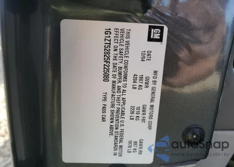 2005 Chevrolet Malibu Ls из США, поврежденный, VIN 1G1ZT52825F225080